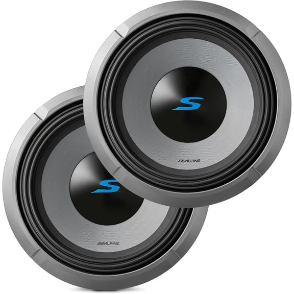 2 ALPINE S-W10D2 10" 1800 Watt Car Audio Subwoofers DVC Dual 2-Ohm Subs