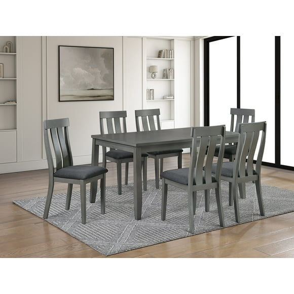 K-Living 7 Pcs Mira Solid Wood Dining Table Set (Table with 6 Chairs)