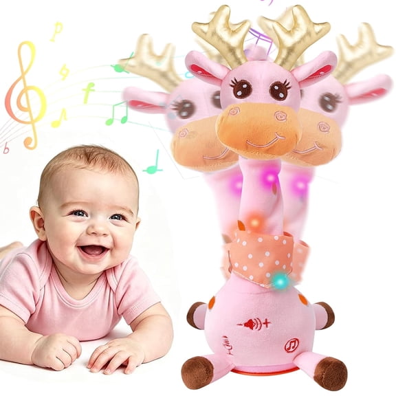 Interactive Light-Up Giraffe Plush Toys for 1 2 3 Year Old Girls, Musical & Dancing Stuffed Animal Toddler Toys 1-3 for Girls, Birthday Gifts Baby Toys for 6-12-24 Months Girls Boys