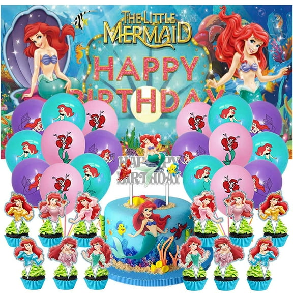 Mermaid Party Supplies Latex Balloons Decor Banner Backdrop Kit Birthday Decorations