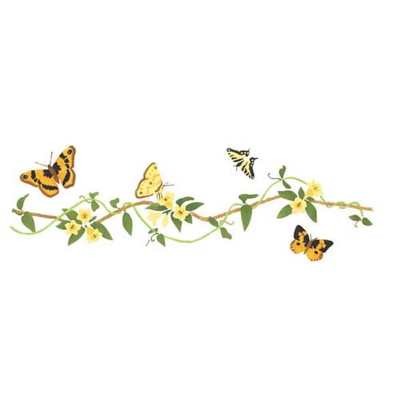 Butterfly with Vine Wall Stencil SKU #2693 by Designer Stencils