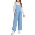 thumbnail image 4 of Tdoqot Girls Fleece Jumpsuit with Pockets- Halter Sleeveless Casual Wide Leg Winter Rompers Blue Size 5-12, 4 of 8