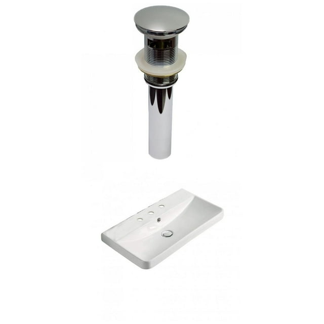 American Imaginations 23.82-in. W 3H8-in. Ceramic Top Set In White Color - Overflow Drain Incl. AI-30621
