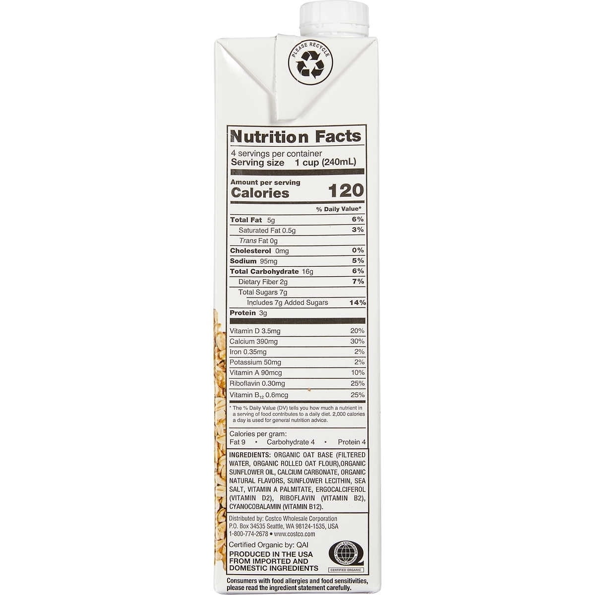 Organic Non-Dairy Oat Beverage 32 Ounce (Pack of 6)