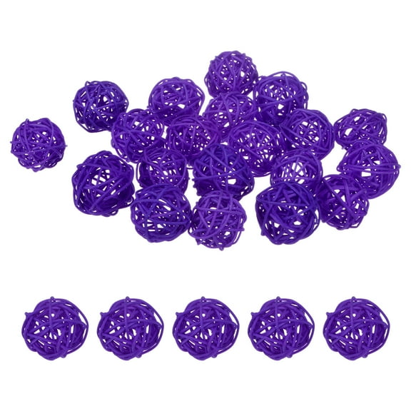 Uxcell 20-Pack Wicker Rattan Balls 40mm/1.6 Inch Decorative Rattan Balls for Christmas Weddings Thanksgiving Purple