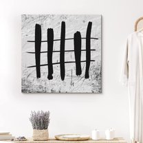 PixonSign Canvas Print Wall Art Abstract Grunge Line Grid Graffiti & Street Art Shapes Illustrations Modern Art Alternative Edgy Multicolor Dark for Living Room, Bedroom, Office - 16"x16"