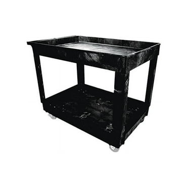 Rubbermaid Commercial Service/Utility Cart, Two-Shelf, 24w x 40d x 31.25h, Black -RCP9T6700BLA