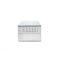 thumbnail image 3 of Benjara Meza 47 Inch Coffee Table, Glass Top, Waterfall Slatted Panel Frame, Silver, 3 of 5
