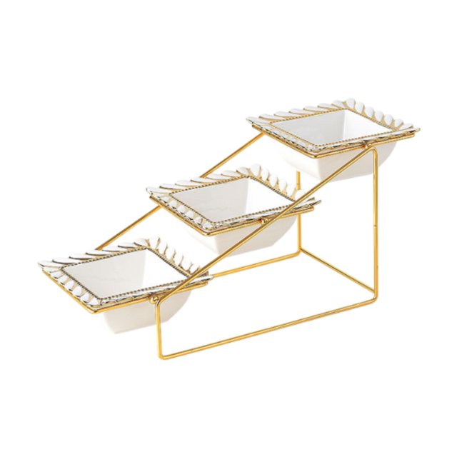 veasfak 3 Tier Serving Tray Snack Serving Platters for Thanksgiving New Year Wedding D