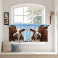 thumbnail image 2 of Brown Cows Tier Curtains 36 Inch Length, Country Elegant Farmhouse Modern Art Cafe Short Curtains for Bathroom Over Sink, Small Kitchen Curtain Light Filtering Tiered Drapes 2 Panels 27.5"Wx36"L, 2 of 8