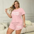 thumbnail image 2 of Eternatastic Plus Size Women's 2 Piece Pajama Set Short Sleeve Crew Neck Casual Loungewear Sleepwear Outfits 3XL Pink, 2 of 8