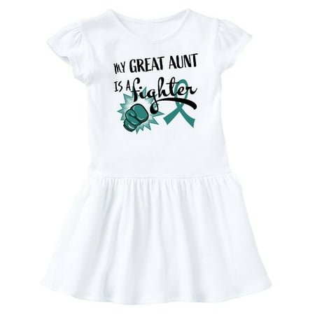 

Inktastic Ovarian Cancer Awareness My Great Aunt is a Fighter Gift Baby Girl Dress