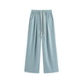 thumbnail image 4 of TrendOFT Lightweight Wide Leg Cropped Pants for Women High Waisted Loose Casual Travel Work Sweatpants Fall Sweat Lounge Pants Blue M, 4 of 4