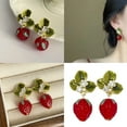 thumbnail image 2 of YIEMEEN Stylish Strawberry Earrings 3D Simulated Fruit Ear Rings Jewelry Accessories, 2 of 10