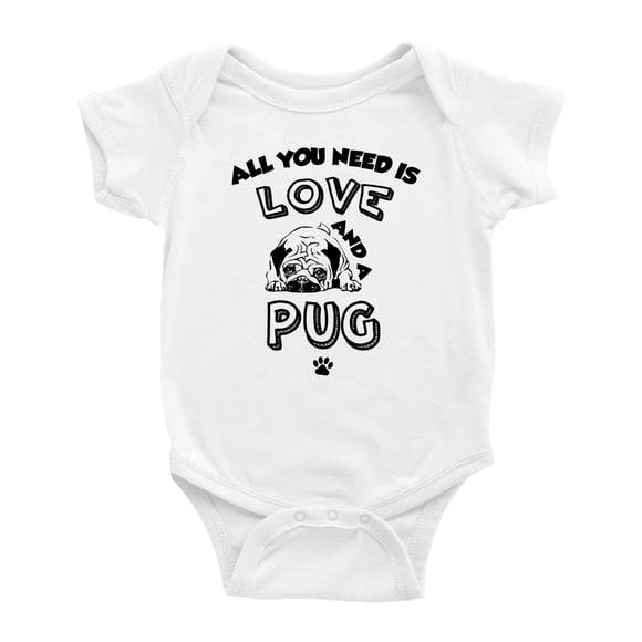 All You Need is Love and A Pug Cute Baby Bodysuit Bodysuit Newborn-24 Months