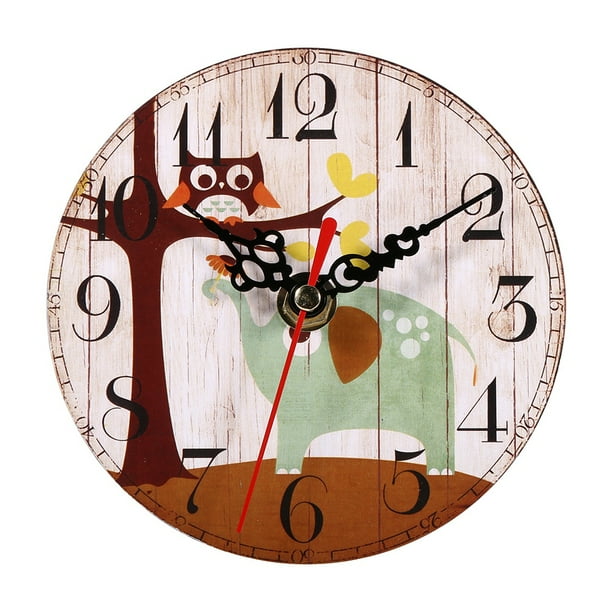 OTVIAP 7 Types Creative Antique Wall Clock Vintage Style Wooden Round