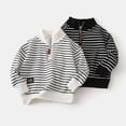 thumbnail image 2 of LYMAYTER Boys Soft Sweatshirt Spring Fall Striped Sweatsuit Toddler Solid colors Long Sleeve Sweater for 2-8 Years, 2 of 9