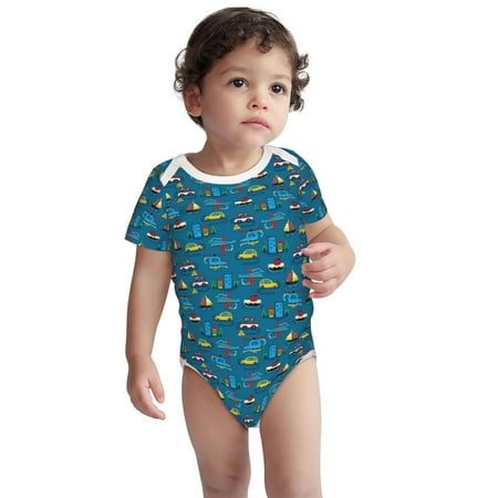 

Haiem Transportations with Buildings Printed Unisex-Baby Short Sleeve Onesies Bodysuits Unisex Babies Snap-Up Rompers-12 Months