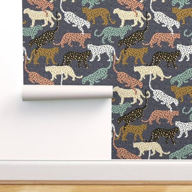 Peel & Stick Wallpaper 3ft x 2ft - Africa Leopards Blue Leopard Print