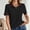 Black, variant on Womens Short Sleeve Collared Tops V Neck Button Down Placket Fitted Shirts