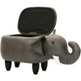 thumbnail image 5 of Critter Sitters 15-In. Seat Height Dark Gray Elephant Animal Shape Storage Ottoman - Furniture for Nursery, Bedroom, Playroom, and Living Room Decor, 5 of 21