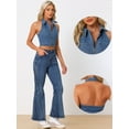 thumbnail image 2 of DARING DIVA Women's Halter Denim Top Zipper Up Collared Sleeveless Corset S Blue, 2 of 6