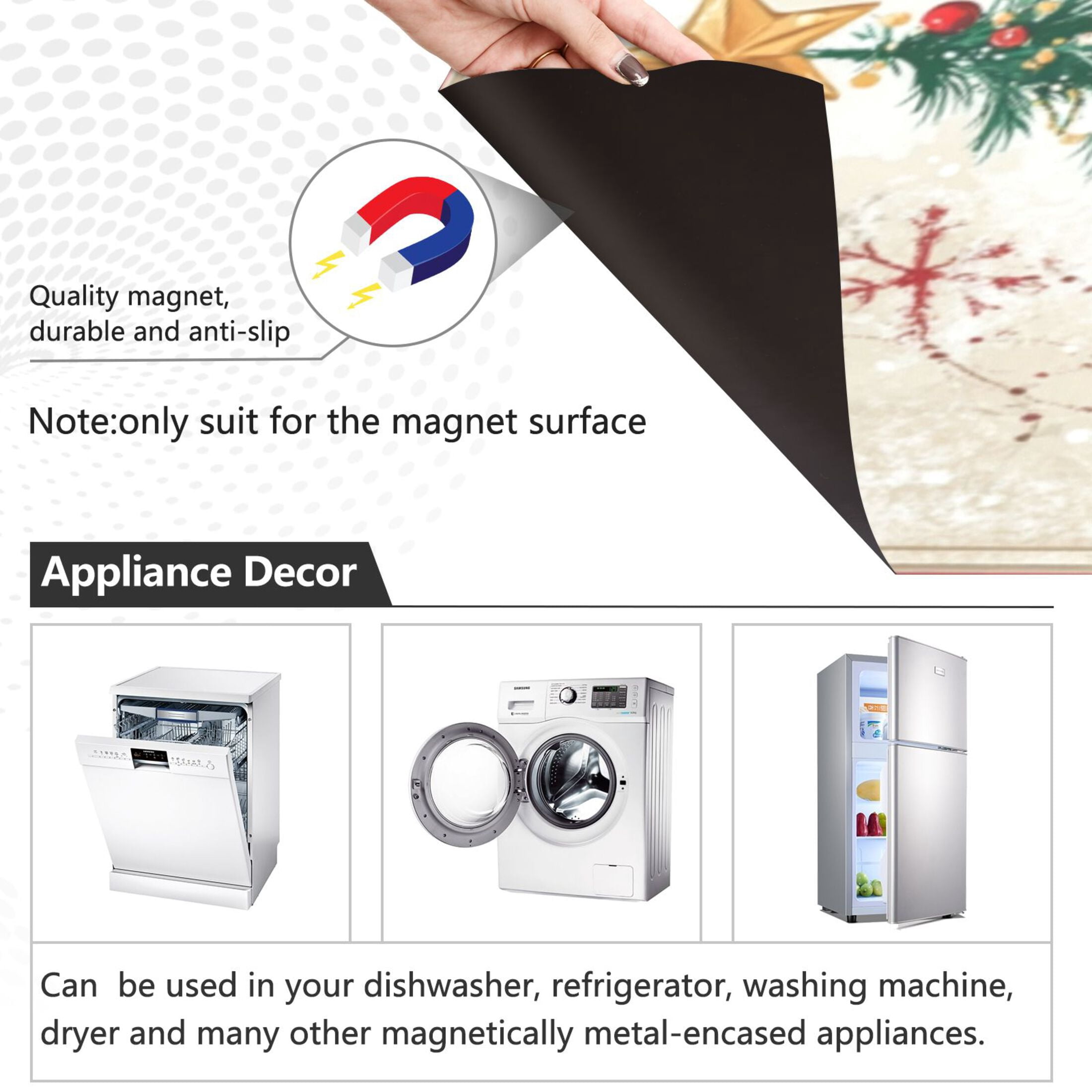Dishwasher Magnetic Sticker 23x26 Inch Refrigerator Magnetic Sticker Washing Machine Magnetic Sticker Kitchen Panel Magnetic Sticker Home Decor Smiling Santa Picture