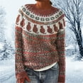 thumbnail image 2 of MESSUEN Vintage Sweater Christmas Sweaters for Women Christmas Outfits for Women Thermal Shirts for Women Knit Sweater for Women Womens Winter Sweater Tops for Women Brick Red 4XL, 2 of 4