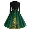 thumbnail image 7 of Christmas Dresses for Women Women's Casual Fashion Round Neck Long Sleeve Christmas Printed Party Vintage Long Dresses for Holiday Gathering,Army Green,L, 7 of 7