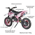 thumbnail image 4 of 49cc Kids Dirt Bike, 2-Stroke Gas Power Motocross Off-Road Tires Shock Absorption Springs Soft Seat Cushion Pocket Motorbike with Front Rear Disc Brakes, 4 of 8