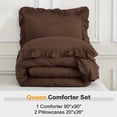 thumbnail image 7 of ANGENIA Queen Comforter Sets Brown, 3 Pieces Farmhouse Elegant Ruffle Bedding Sets, All Season Soft Lightweight Shabby Chic Bed Set(90"x90" Comforter & 2 Pillowcases), 7 of 7
