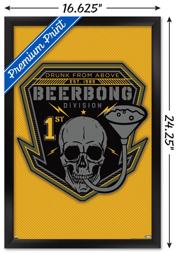 Lunch Hour Productions - Beerbong Division Wall Poster, 14.725" x 22.375" Framed