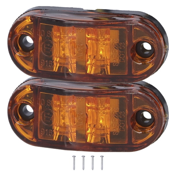 Luz de posición lateral de 2 LED, 10-30 V, luz de giro de alto brillo para automóviles, camiones, remolques y vehículos recreativos (amarilla)