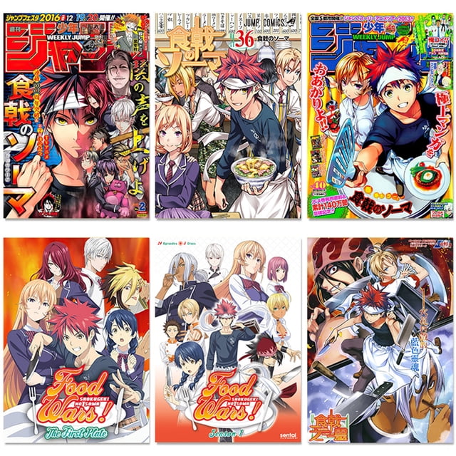 Set de póster con estampado HD del anime Food Wars, 40 x 60 cm, 6 unidades