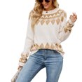 thumbnail image 2 of Cardigans pour Femmes Femmes Mode Décontractée Rétro Impression Couleur Tricot Manches Longues Col Roulé Chandail Long Cardigan en Liquidation, 2 of 5