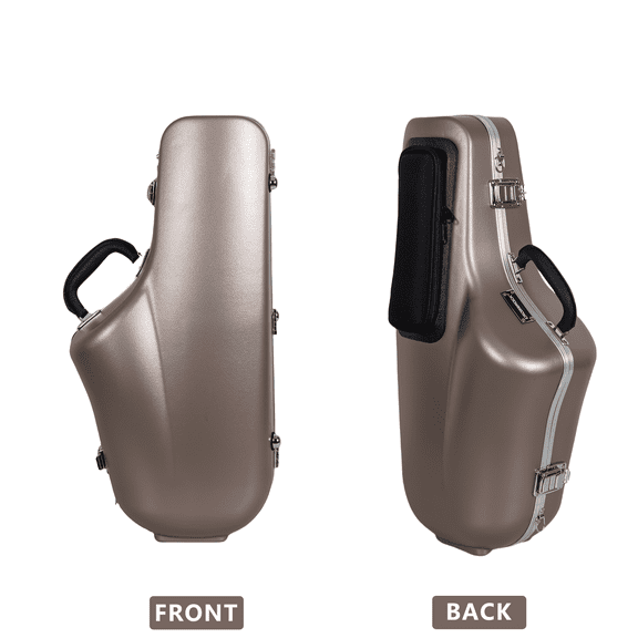 Crossrock ABS Alto Saxophone Case – Contoured Champagne Finish, Burgundy Velvet Interior, Accessory Pocket, Security Lock & Detachable Strap