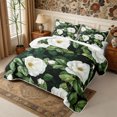 thumbnail image 3 of Manfei Cottagecore Blossom Peony Bed Spread Queen 3pcs,Vintage Flowers Leaves Queen Coverlet Set,1 Quilt and 2 Pillowcases, 3 of 7
