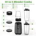 thumbnail image 6 of 800W Smoothie Blender, 10PCS Personal Blender, Portable Blender Mixer with 6-Leaf Blade, 2 BPA-Free 20 Oz To-Go Cups, Juice Blender Set for Shakes, Smoothie, Frozen Drink, Sauces,Spices, 6 of 7