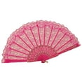 thumbnail image 2 of Moxufan Chinese Style Lace Folding Fan Plastic Traditional Flower Patterns Hand Fan Ergonomic Grip Portable Handheld Fan for Women Dancing Cosplay Wedding Party Props,Rose Red, 2 of 8