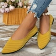 thumbnail image 2 of Xiaoxatg Women's Casual Shoes - Pointed Shallow Mouth Breathable Flat Shoes for Women Large Size Knitted Fashionable Solid Color Footwear 7 Yellow, 2 of 9