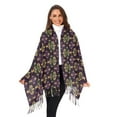 thumbnail image 3 of FORMRS Womens Scarf Winter Soft Long Big Warm Shawls Wrap Tassel Scarves, Gold and Purple Floral Pattern, 3 of 9