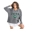 thumbnail image 4 of Women's Gameday Couture  Gray New York Jets French Terry V-Neck Pullover Sweatshirt, 4 of 7
