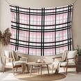 thumbnail image 2 of Pink Black Plaid Tapestry for Bedroom Wall Hanging Tapestry, Farmhouse Pink Black Checkered Ceiling Backdrop Tapestries Poster Blanket Wall Decor for Teens Room Living Room Dorm 39" x 59", 2 of 8