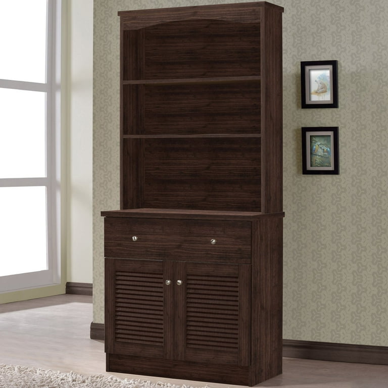 Baxton studio agni modern and contemporary dark brown buffet and hutch kitchen cabinet discount