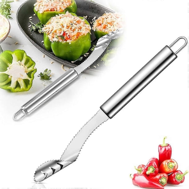 bestPepper Seed Corer Remover - New Stainless Steel Chili Corer, Easily Seed Remover and Cut Pepper Tops/Stems 26-27s