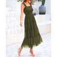 thumbnail image 2 of Vestido BTFBM para mujer de verano 2025, sin mangas, cuello cuadrado, midi, 2 of 6