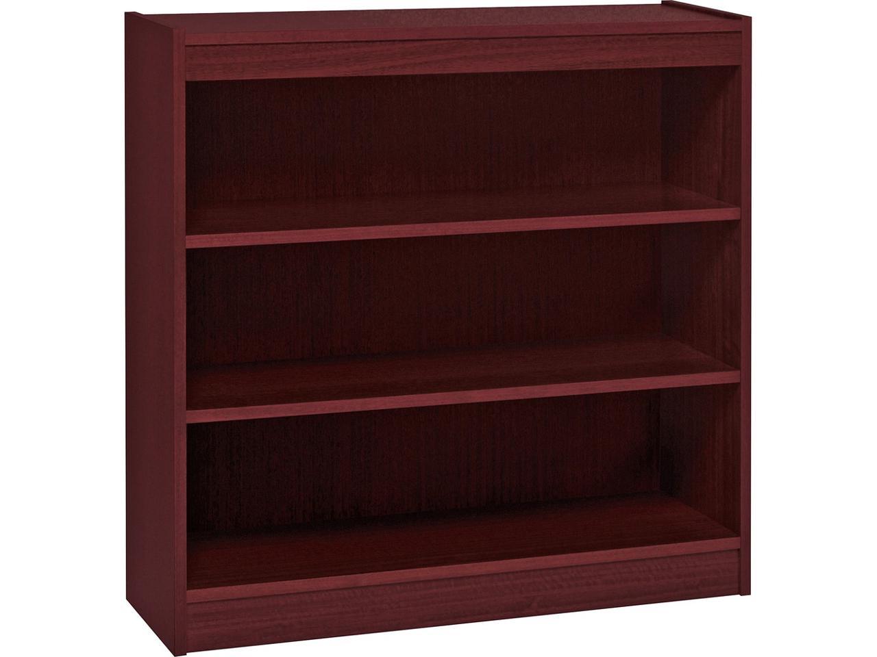 Lorell Panel End Hardwood Veneer Bookcase 36" x 12" x 36" - 3 x Shelf(ves) - 330 lb Load Capacity - Mahogany - Laminate - Wood - Assembly Required - image 3 of 8
