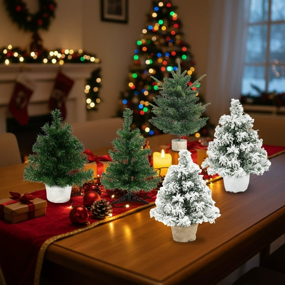 Árbol de Navidad de mesa, árbol de Navidad artificial, decoración para ventana o pasillo, ideal para fiestas en casa, decoración festiva, fácil de armar, estructura metálica, base de madera,