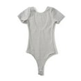 thumbnail image 5 of AXXD Gray Basic Business Casual Tops for Women Summer 2024 Short Sleeved V-neck Solid Color Elastic Slim Jumpsuit Long Sleeved Round-neck Top/shirt, 5 of 7