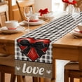 thumbnail image 5 of Bow on Red Heart Table Runner 120 Inches, Valentine's Day Love Black Beige Plaid Linen Bed Runner Dresser Scarves Tabletop for Indoor Outdoor Parties/Ceremony/Banquet, 13"x 120", 5 of 8